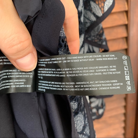 KEEPSAKE Engage Navy Blue Lace Long Sleeve Dress S - Picture 10 of 14